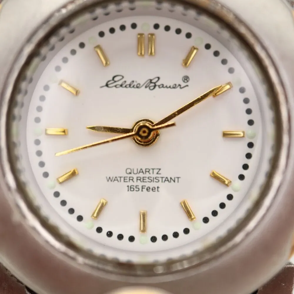 Eddie Bauer Diver Watch Women 25mm Two Tone Steel Bracelet with New Battery